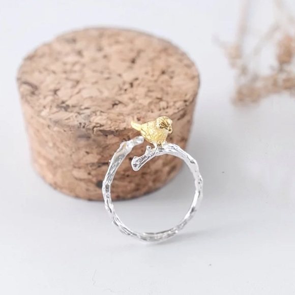 “Morning Companion” Bird Tree Branch Nature Ring - Picture 8 of 12